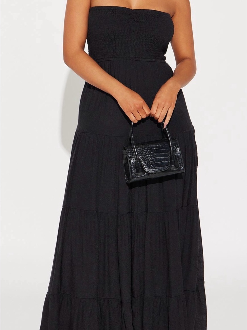 Fashion Nova Black Smocked Waistband Dress